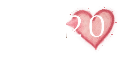 A pink heart sprayed around the 20th